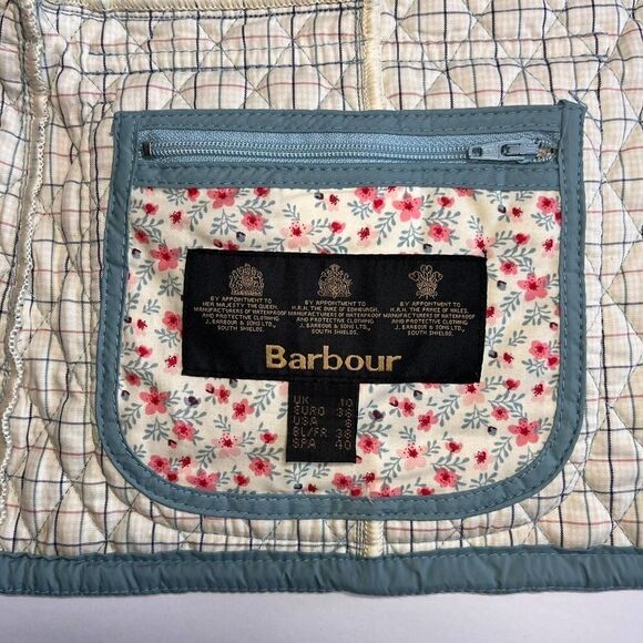 Barbour Brush Gilet Vest in Blue w Floral Detail Womens US Size 6 EUC Classic - Picture 8 of 10